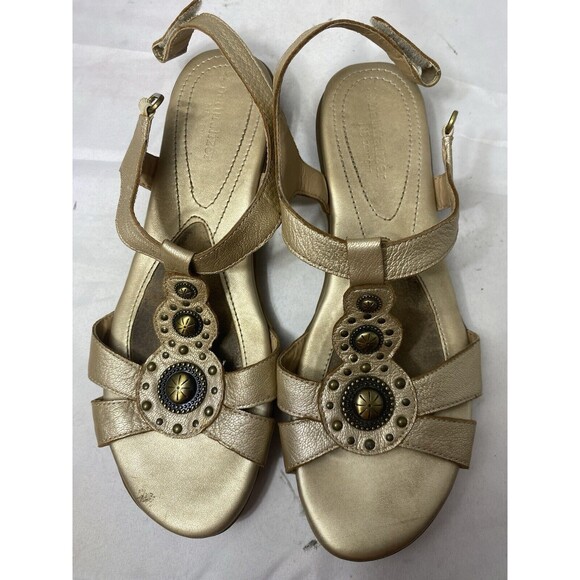 Naturalizer Comfort Carlita Sandal Metallic Tan Leather Slingback Studs US 9M - Picture 7 of 8